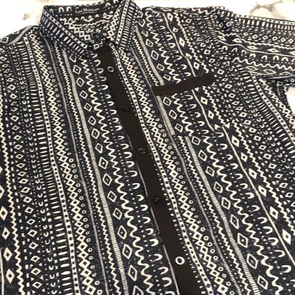 Luc Matton Designer Short Sleeve Button Front Mens L - Picture 1 of 6